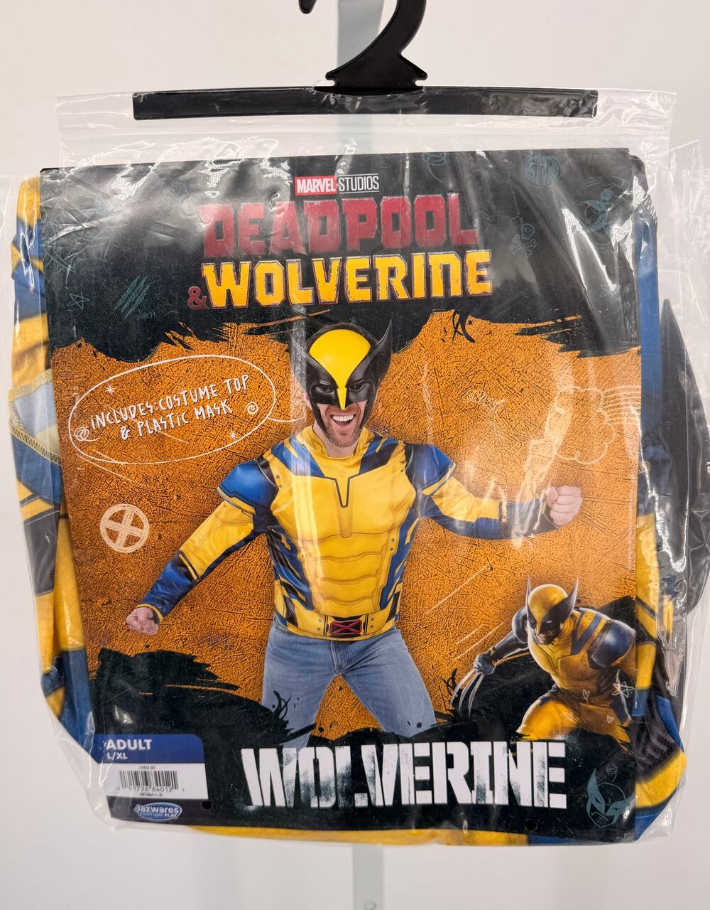 Marvel Deadpool & Wolverine Adult Wolverine Costume L/XL Top Mask 2-Piece NEW